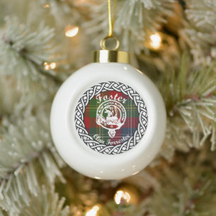 Schottischer Clan Foster Tartan und Wappen Keramik Kugel-Ornament