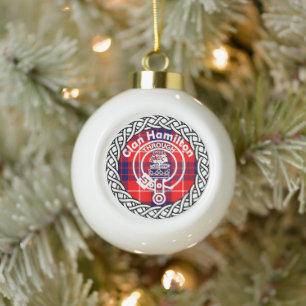 Schottischer Clan Hamilton Tartan und Wappen Keramik Kugel-Ornament