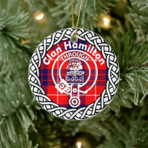Schottischer Clan Hamilton Tartan und Wappen Keramik Ornament