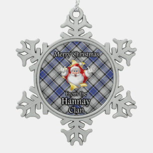 Schottischer Clan Hannay Tartan Weihnachtsbaumschm Schneeflocken Zinn-Ornament