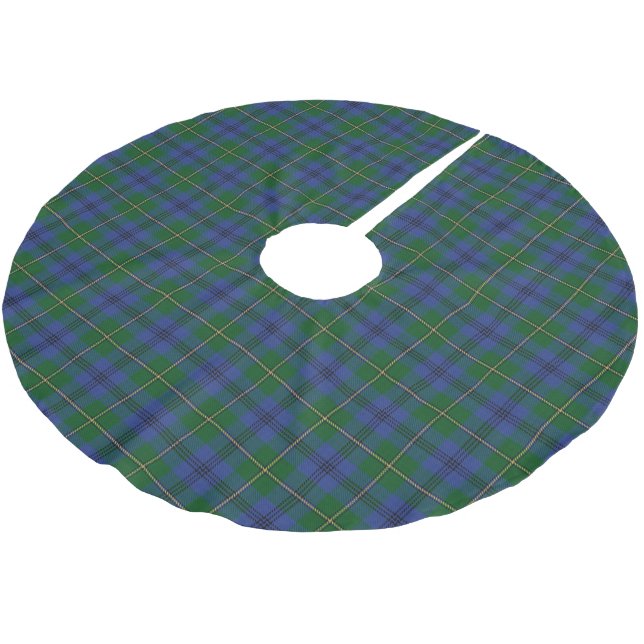 Schottischer Clan Johnstone Johnston Tartan Polyester Weihnachtsbaumdecke (Schrägansicht)