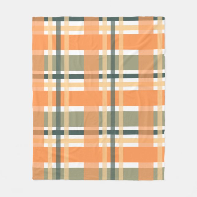 Schottischer Clan kariert orange-grüner Tartan Fleecedecke (Vorderseite)