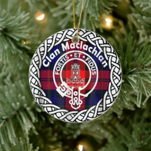 Schottischer Clan Maclachlan Tartan und Wappen Keramik Ornament