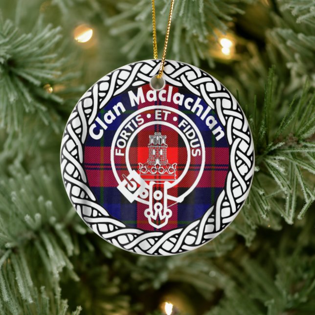 Schottischer Clan Maclachlan Tartan und Wappen Keramik Ornament (Baum)