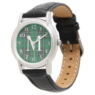 Schottischer Clan MacLean M Monogramm Jagd-Tartan Armbanduhr