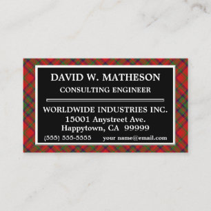 Schottischer Clan Matheson Tartan Plaid Visitenkarte