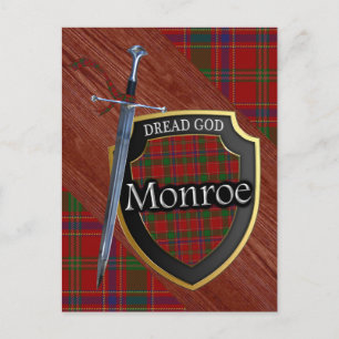 Schottischer Clan Monroe Munro Tartan Shield und S Postkarte