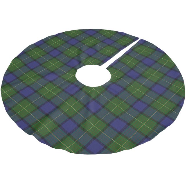 Schottischer Clan Muir Tartan Polyester Weihnachtsbaumdecke (Schrägansicht)
