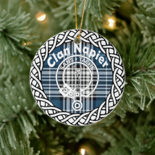 Schottischer Clan Napier Tartan und Wappen Keramik Ornament