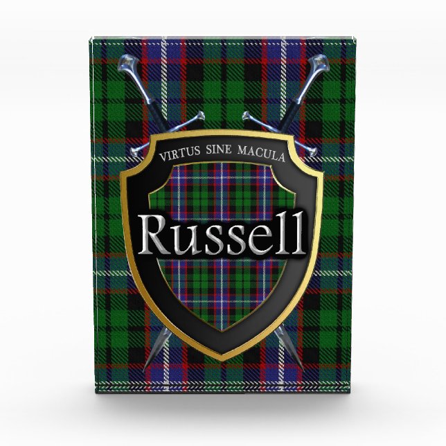 Schottischer Clan-RussellTartan Fotoblock (Vorderseite)
