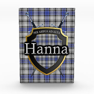 Schottischer ClanHanna Hannay Tartan Fotoblock