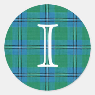 Schottischer ClanIrvine Irwin Tartan mit Monogramm Runder Aufkleber