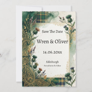 Schottischer Distel-Lavendel-Paisley Save The Date