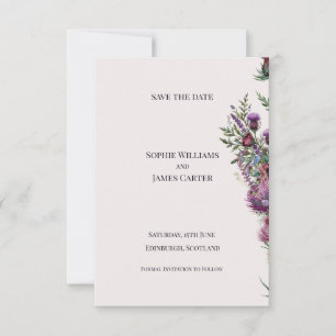 Schottischer Distel-Wildblumenstrauß Hochzeit Save The Date