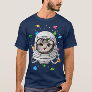 Schottischer Falten Astronautenkatze tief im Weltr T-Shirt
