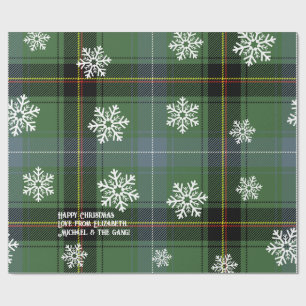 Schottischer grüner Tartan-Schneeflocken personali Geschenkpapier