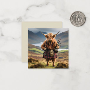 Schottischer Highland-Cow-Bagpiper, Mitteilungskarte