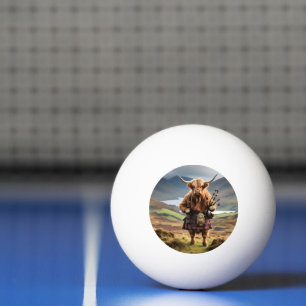 Schottischer Highland-Cow-Bagpiper, Tischtennisball