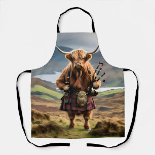 Schottischer Highland-Kuh-Bagpiper, Schürze