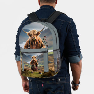 Schottischer Highland-Kuh Dudelsackpfeifer, Bedruckter Rucksack