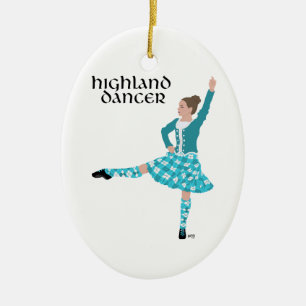 Schottischer Highland-Tänzer - Türkis Keramik Ornament
