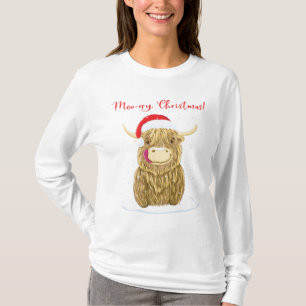 Schottischer Hochland-Kuh-frohe Weihnacht-Schnee T-Shirt