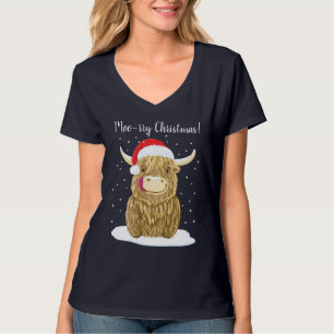 Schottischer Hochland-Kuh-frohe Weihnacht-Schnee T-Shirt