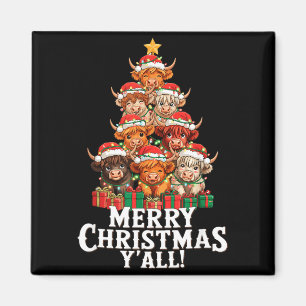 Schottischer Hochlandkuh-Weihnachtsbaum Lustige Ku Magnet