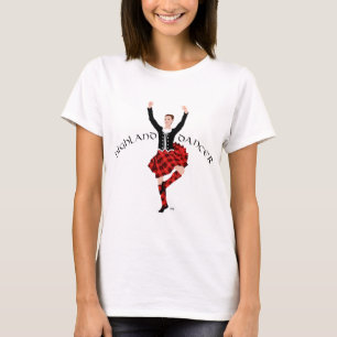 Schottischer Hochlandtänzer Rot und Schwarz T-Shirt