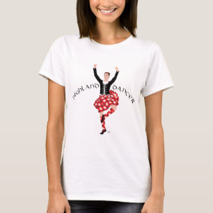 Schottischer Hochlandtänzer Rot und Schwarz T-Shirt
