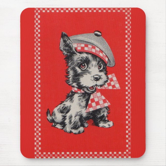 Schottischer Hund der 1950er Jahre in Rot Mousepad (Vorne)