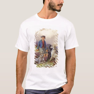 Schottischer Junge mit Wolfhounds in einem T-Shirt