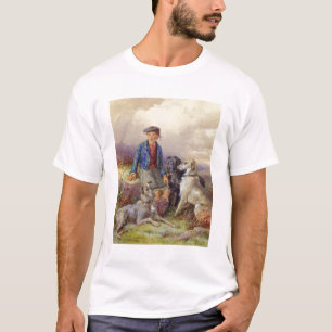 Schottischer Junge mit Wolfhounds in einem T-Shirt