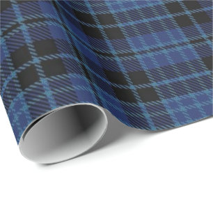 Schottischer Klerusblauer Schwarz-weißer Tartan Geschenkpapier