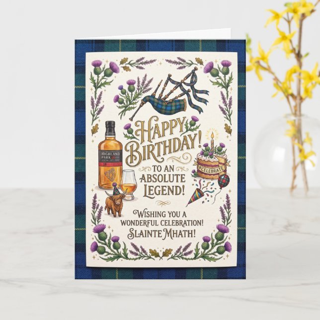 Schottischer Legenden-Geburtstag Karte (Gelbe Blume)
