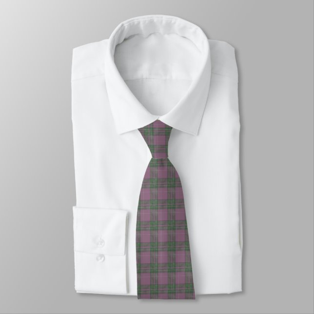 Schottischer Lila-Grün-Tartan Krawatte (Gebunden)