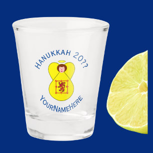 Schottischer Löwe Rampant Engel Hanukkah-Flagge Pe Schnapsglas