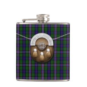Schottischer nationaler Tartan und Sporran Flachmann