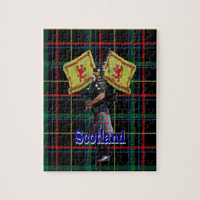 Schottischer Pfeifer auf Tartan Puzzle (Vertikal)