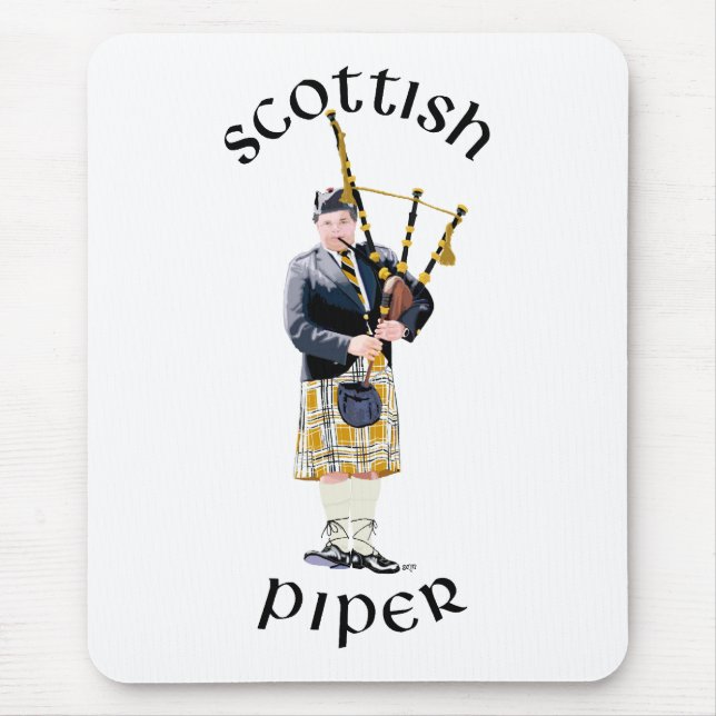 Schottischer Pfeifer - Brauner Kilt Mousepad (Vorne)