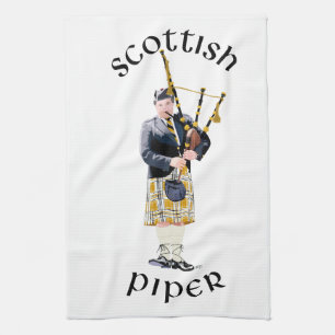 Schottischer Pfeifer - Braunes Plaid Geschirrtuch