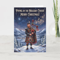 Schottischer Pfeifer Weihnachtskarte
