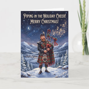 Schottischer Pfeifer Weihnachtskarte Karte