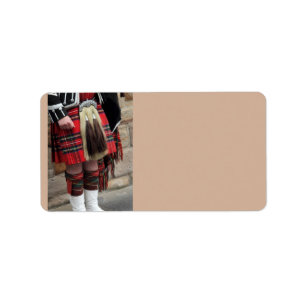 Schottischer Piper nah, traditionelles schottische Adressaufkleber