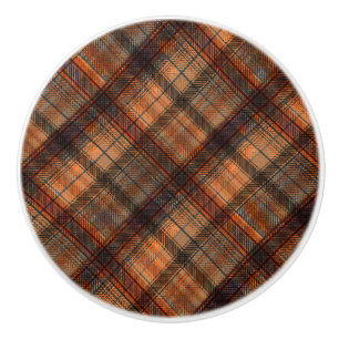 Schottischer Plaid-Tartan braun orange schwarz kla Keramikknauf