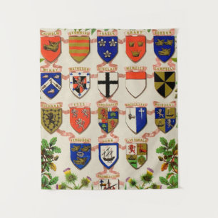 Schottischer Schottlanenmantel mit Waffenschilden Wandteppich