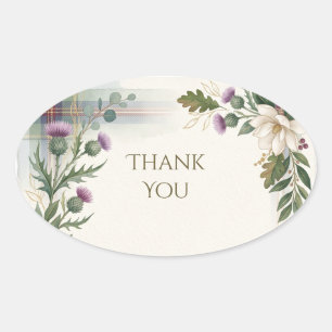 Schottischer Tartan Distel Blumen Danke Aufkleber