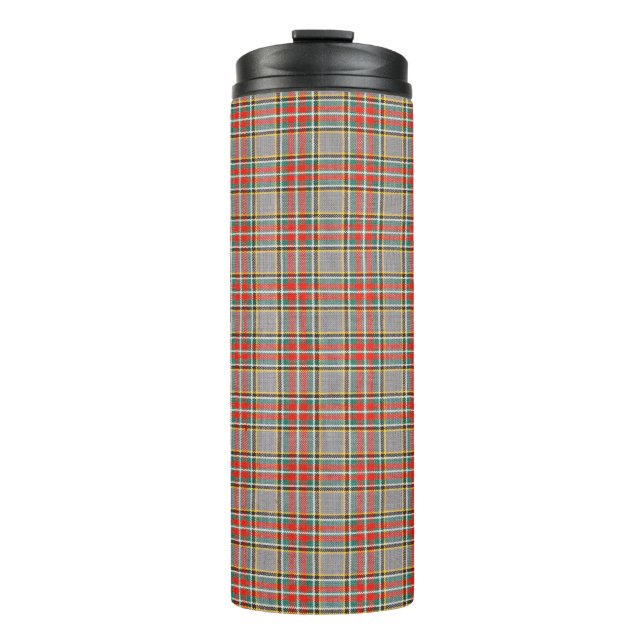 Schottischer Tartan: rot-grün-gelbes Muster. Thermosbecher (Vorderseite)