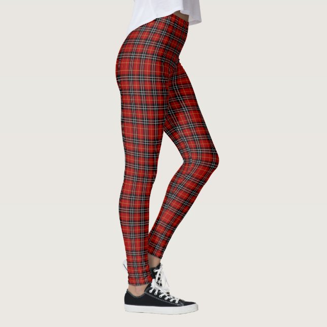 Schottischer Tartan rot und schwarz kariert Leggings (Rechts)