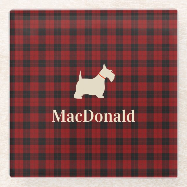 Schottischer Tartan Scotty | personalisiert Glasuntersetzer (Vorderseite)